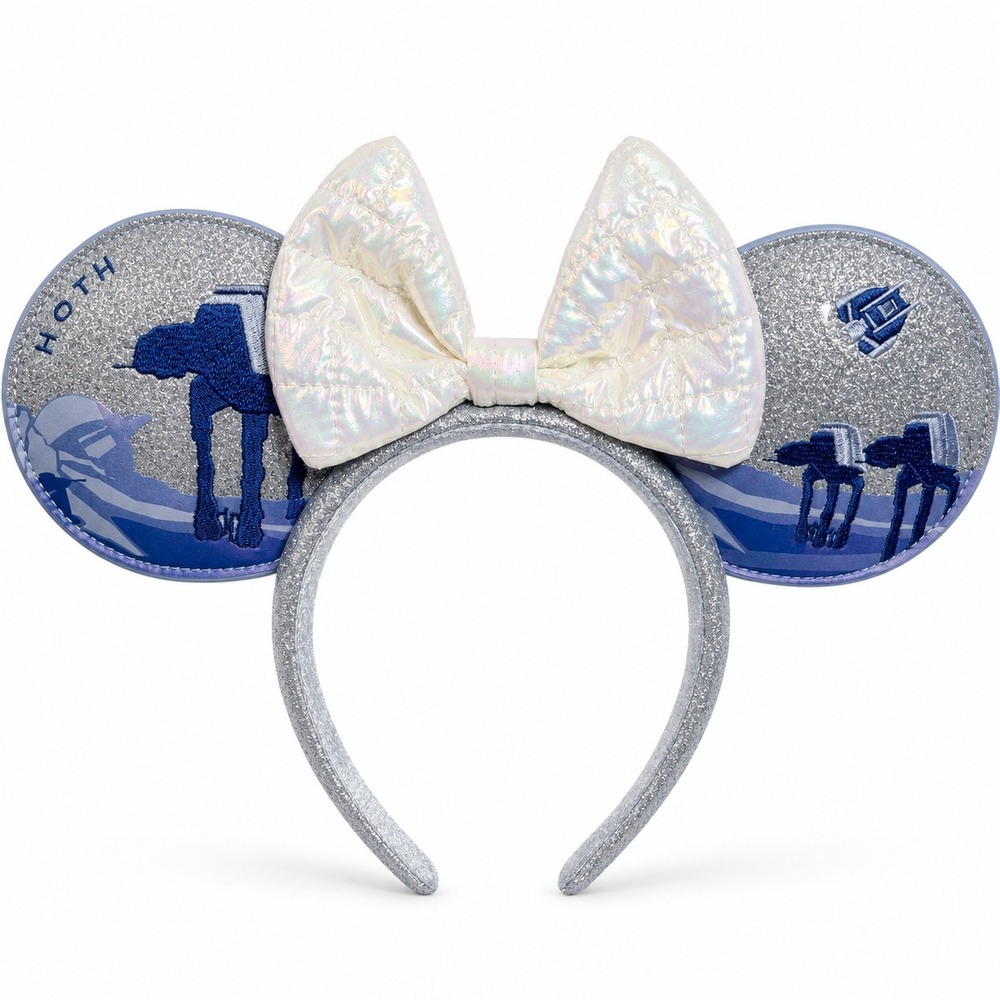 Disney Parks Star Wars Hoth AT-AT Minnie Mouse Ears Headband Blue Bow Adult